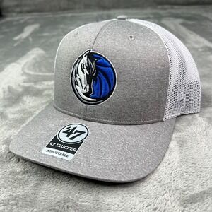 '47 Brand Dallas Mavericks NBA Gray Trucker Mesh Logo‎ Adjustable Snapback Hat